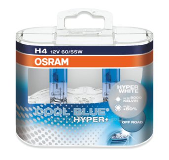 H4 12V- 60/55W (P43t) (-. ) Cool Blue Hyper+ (2) DuoBox 62193CBH+-HCB (.2)